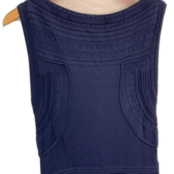 Marchesa Voyage Navy Blue Sleeveless Stitch Knit Sheath Below Knee Dress Size L - Picture 10 of 16